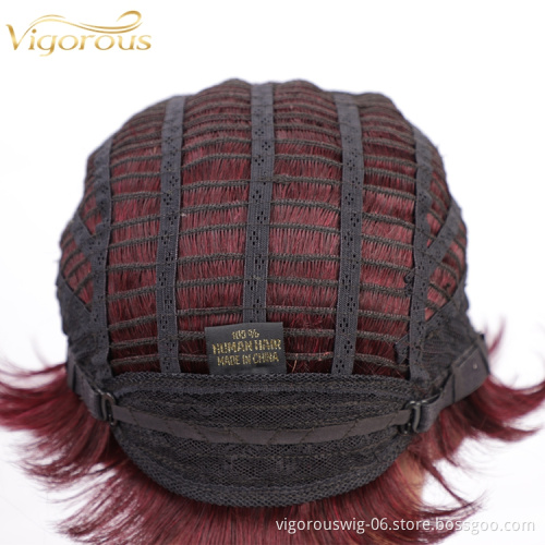China With Bangs Short Straight Wigs Black Women Bob Cheap Private Label 10A Brazilian 100% Raw Real Extension Human Hair Wigs